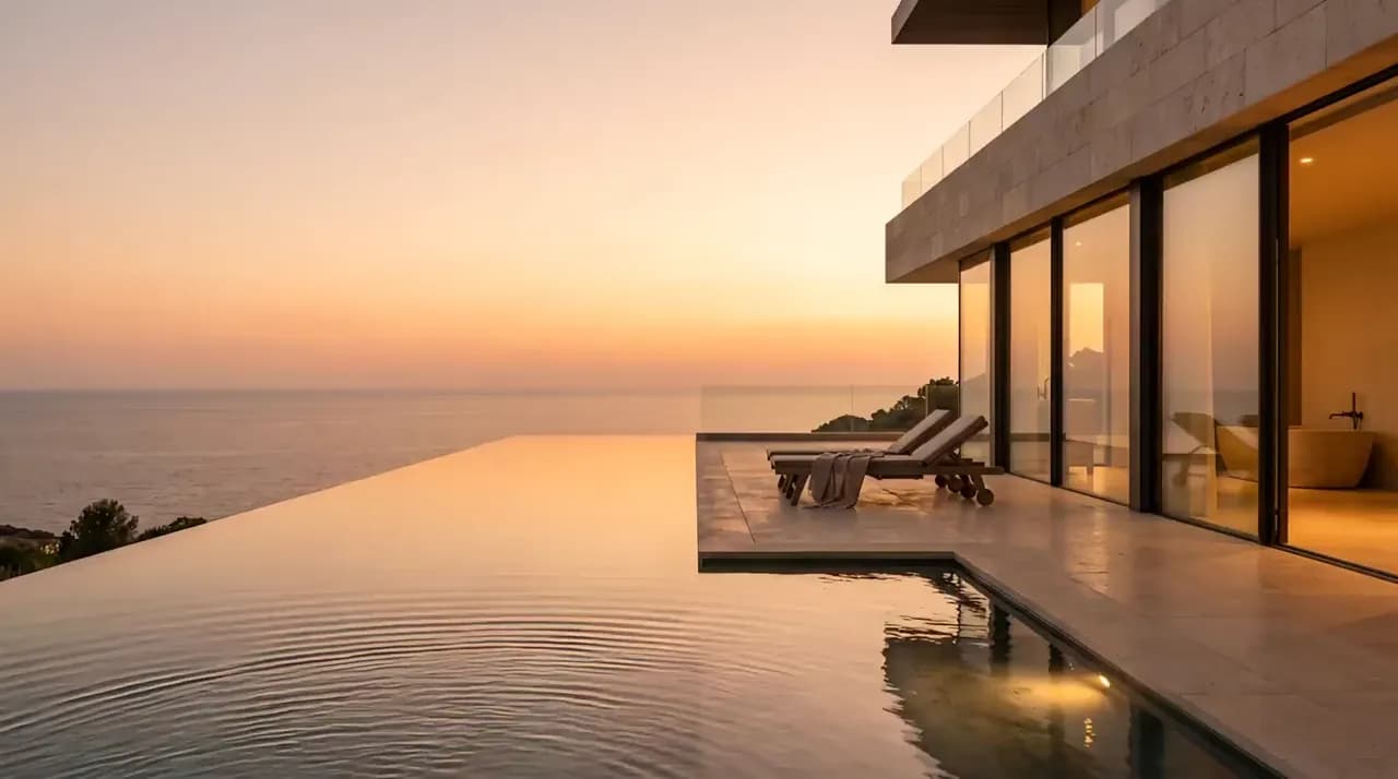 Pool-Szene aus der Villa-Studie